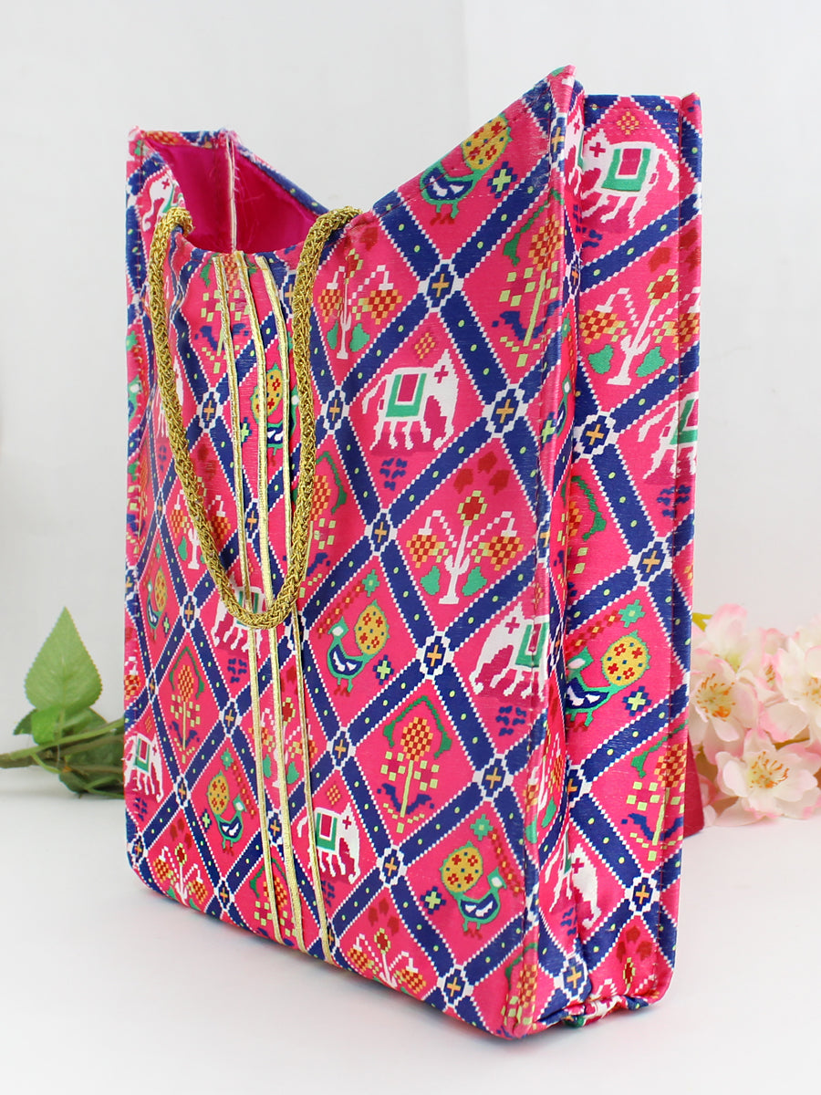 Patola Print Bag / Wedding Favors-Pink