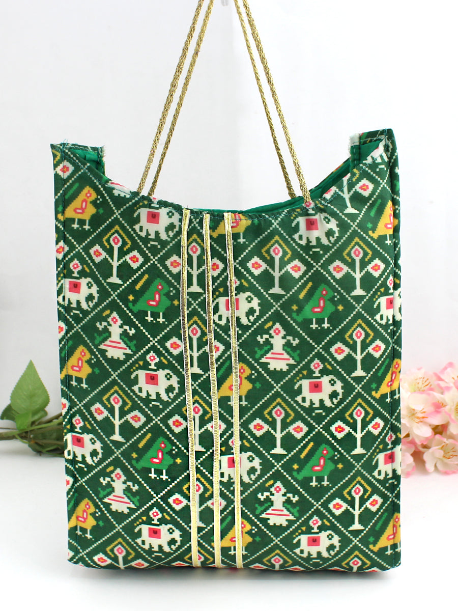 Patola Print Bag / Wedding Favors-Green