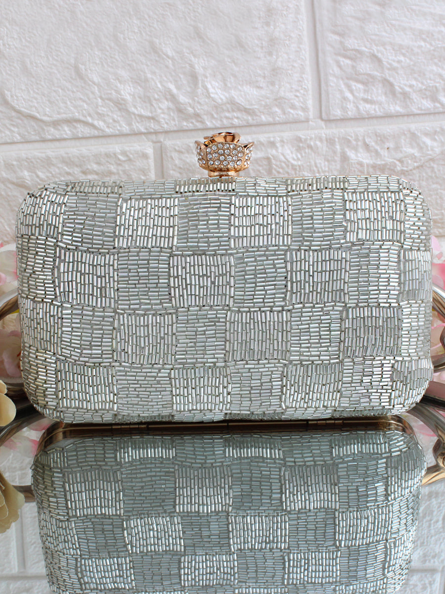 Eshal Clutch Bag-Silver