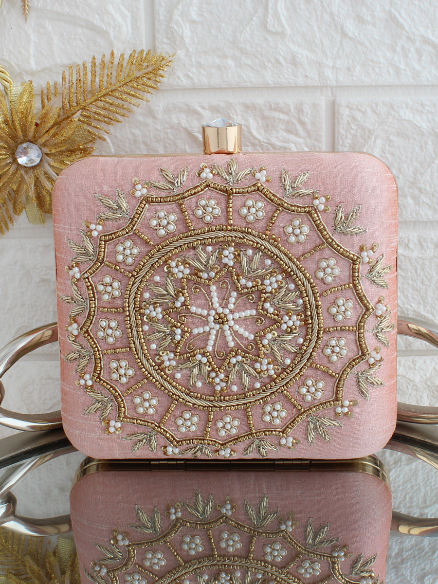 Prachi Clutch Bag-Peach