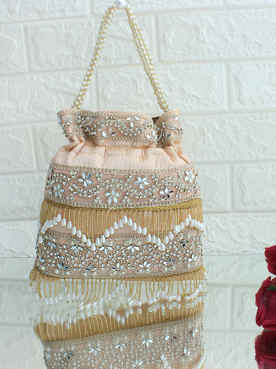 Azeen Potli Bag -Peach