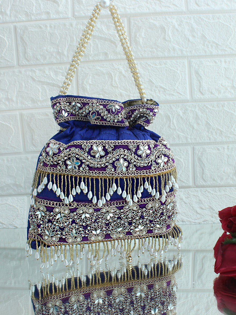 Azeen Potli Bag -Blue