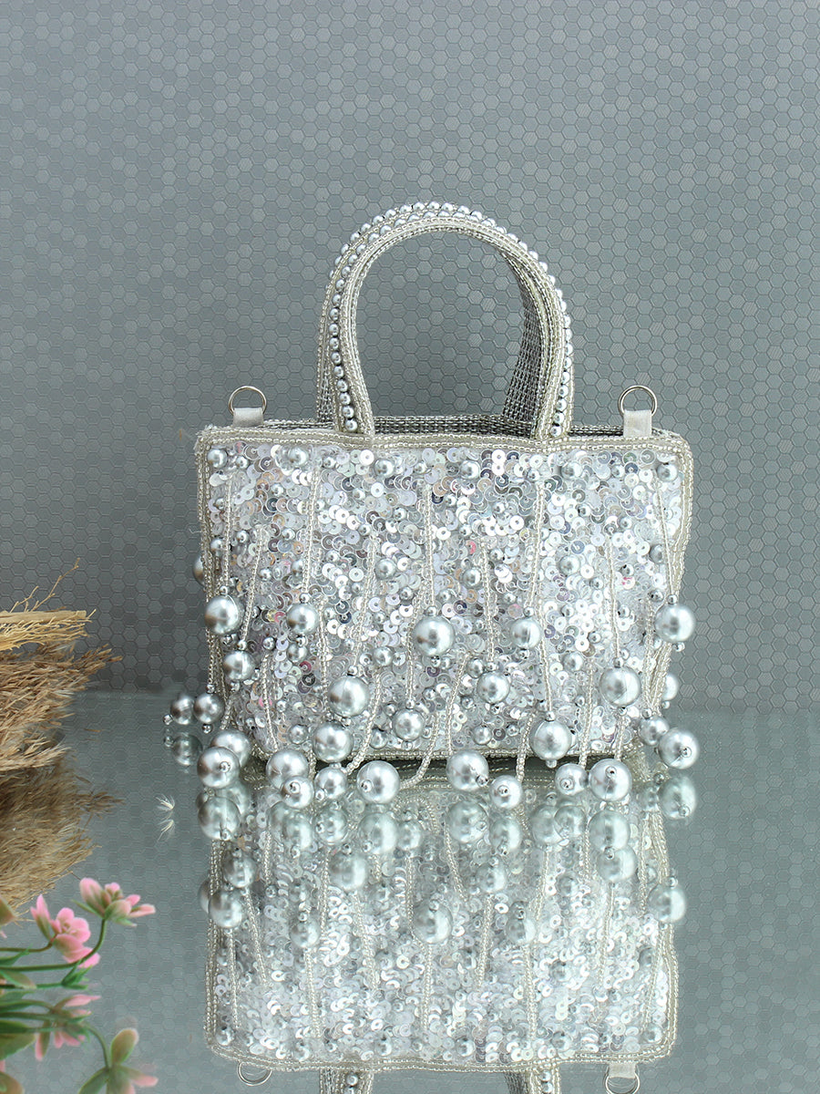 Richa Mini Hand bag-Silver