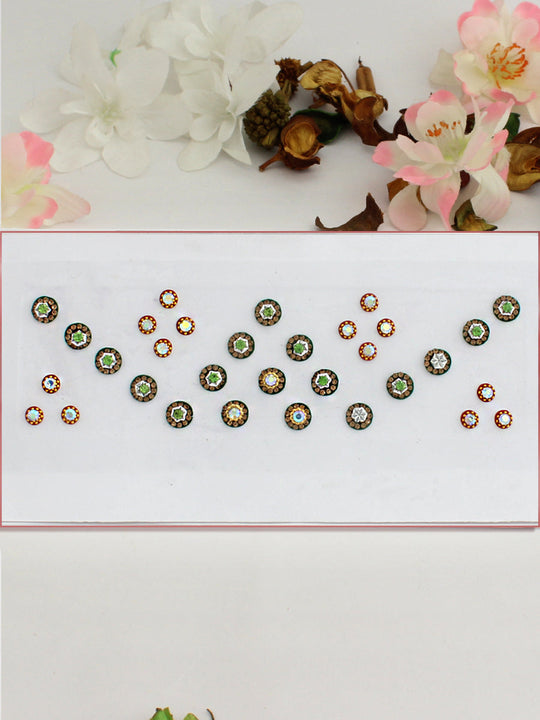 Multi Color Stone Border Bindi Card-Multicolor