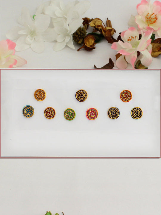 Stone Border Multi Color Bindi Card-Multicolor