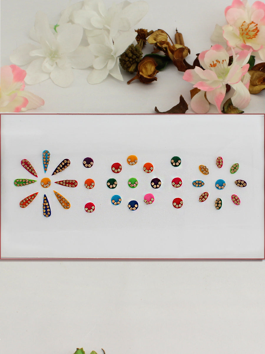 Multi Color Stone Work Bindi Card