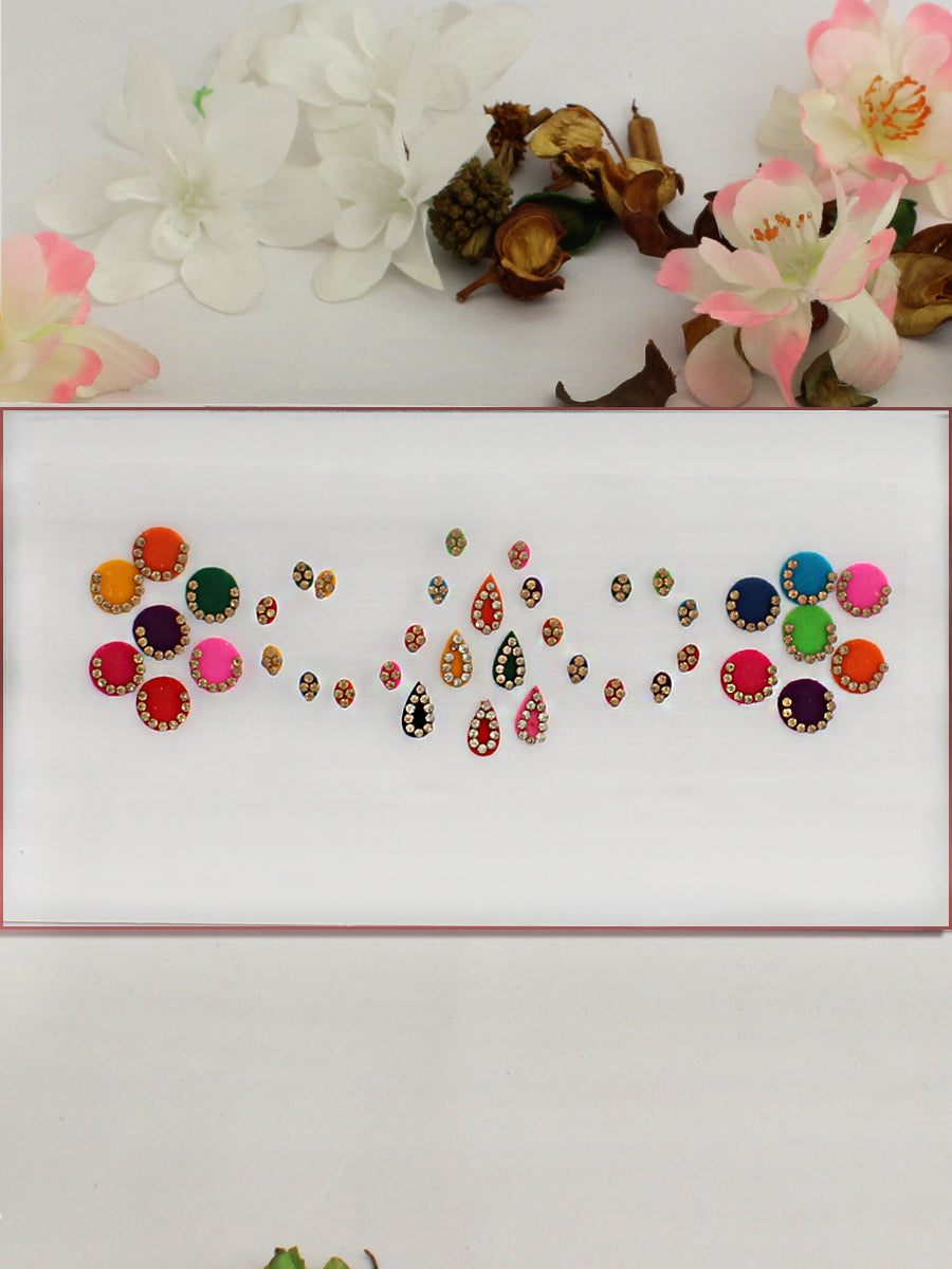 Multi Color Stone Work Bindi Card-Multicolor