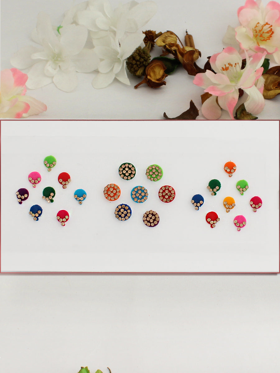 Round Shape Stone Work Bindi Card-Multi color