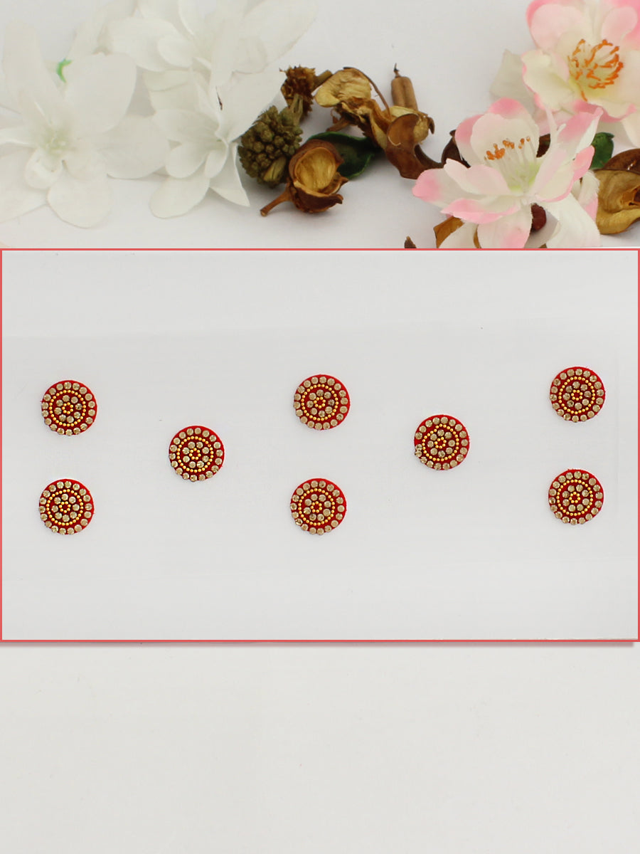 Red Stone Border Bindi Card-Red