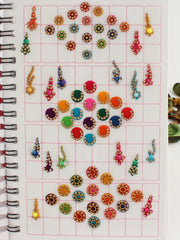 Multi Color Mix Design Bindi Book with Stone Work