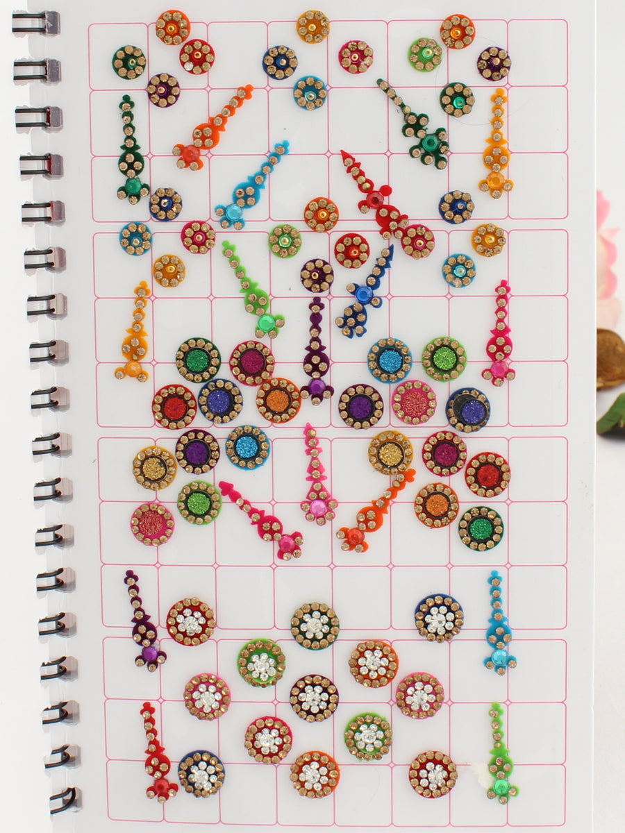 Multi Color Mix Design Bindi Book with Stone Work