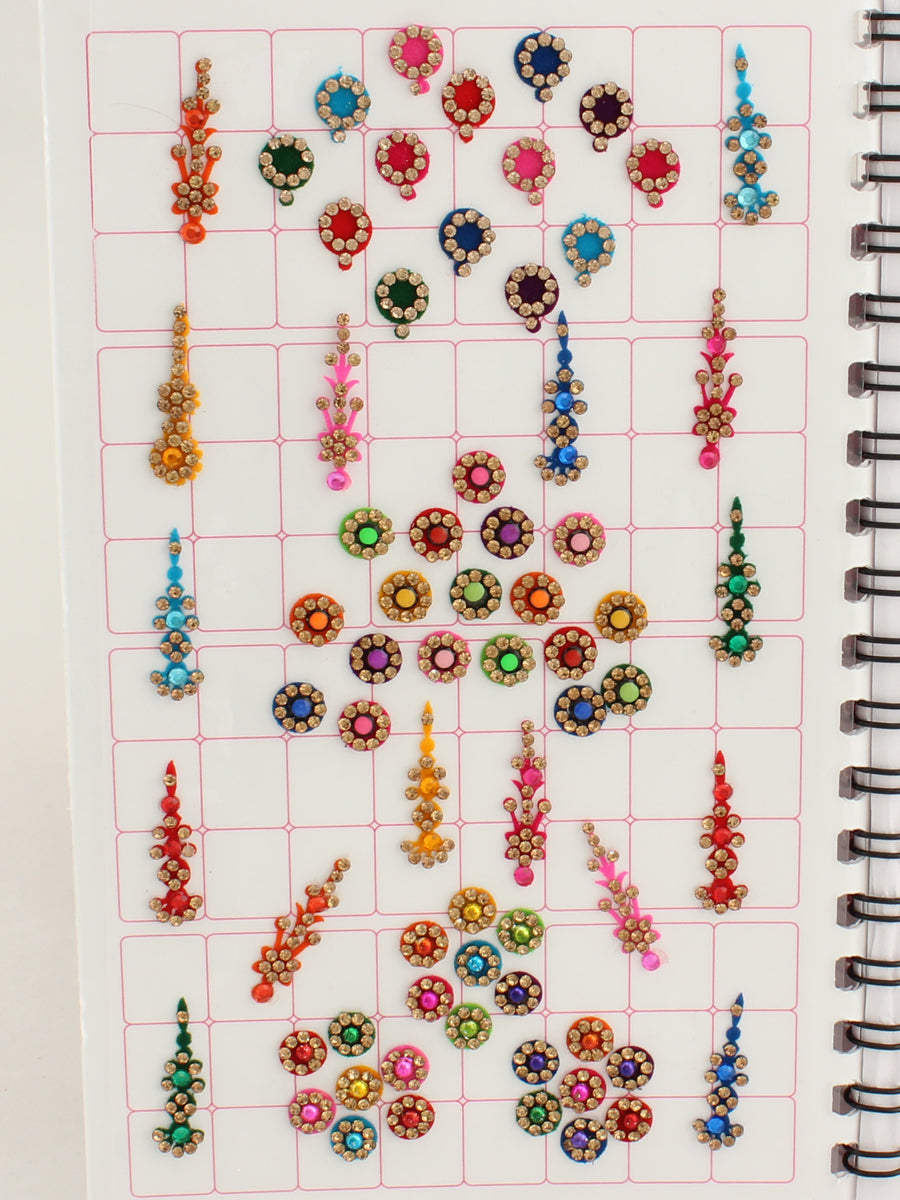 Multi Color Mix Design Bindi Book with Stone Work