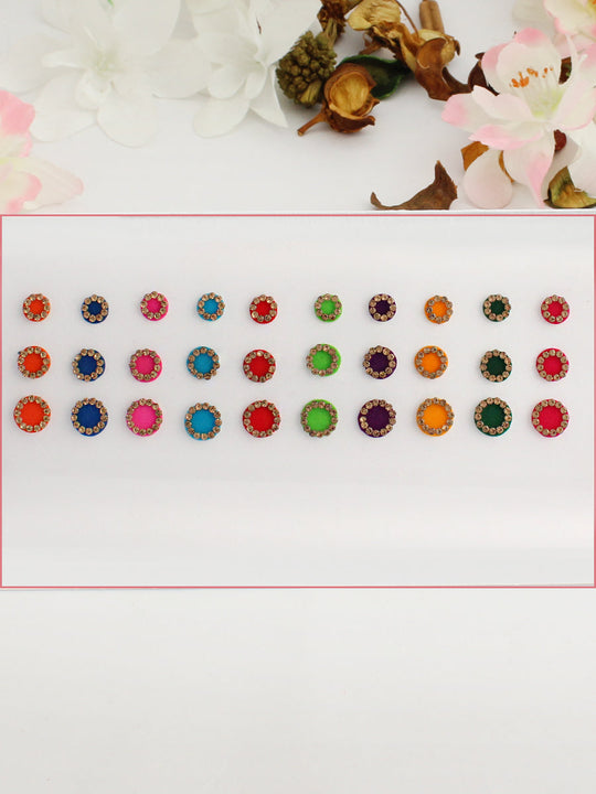 Multicolor Stone Border Bindi Card-Multicolor