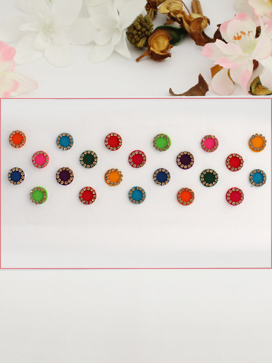 Stone Border Multicolor Bindi Card-Multicolor