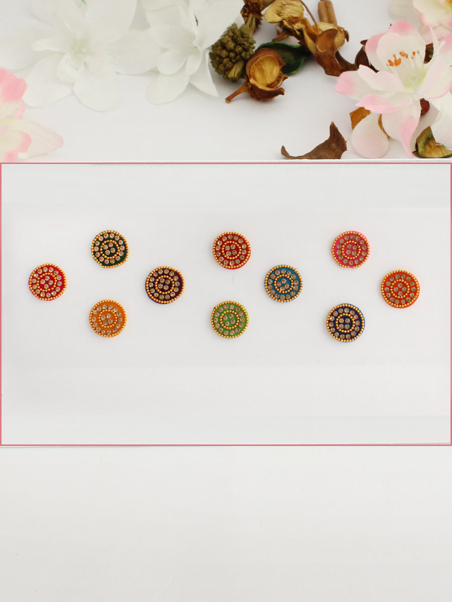 Round shape Multi Color Bindi Card