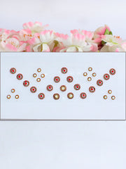 Multi Color Stone Border Bindi Card-Red