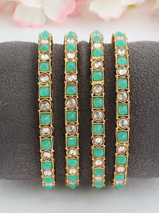 Mahira Bangle Set-Mint Green