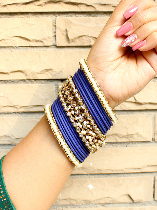 Amreen Bangle Set-Blue