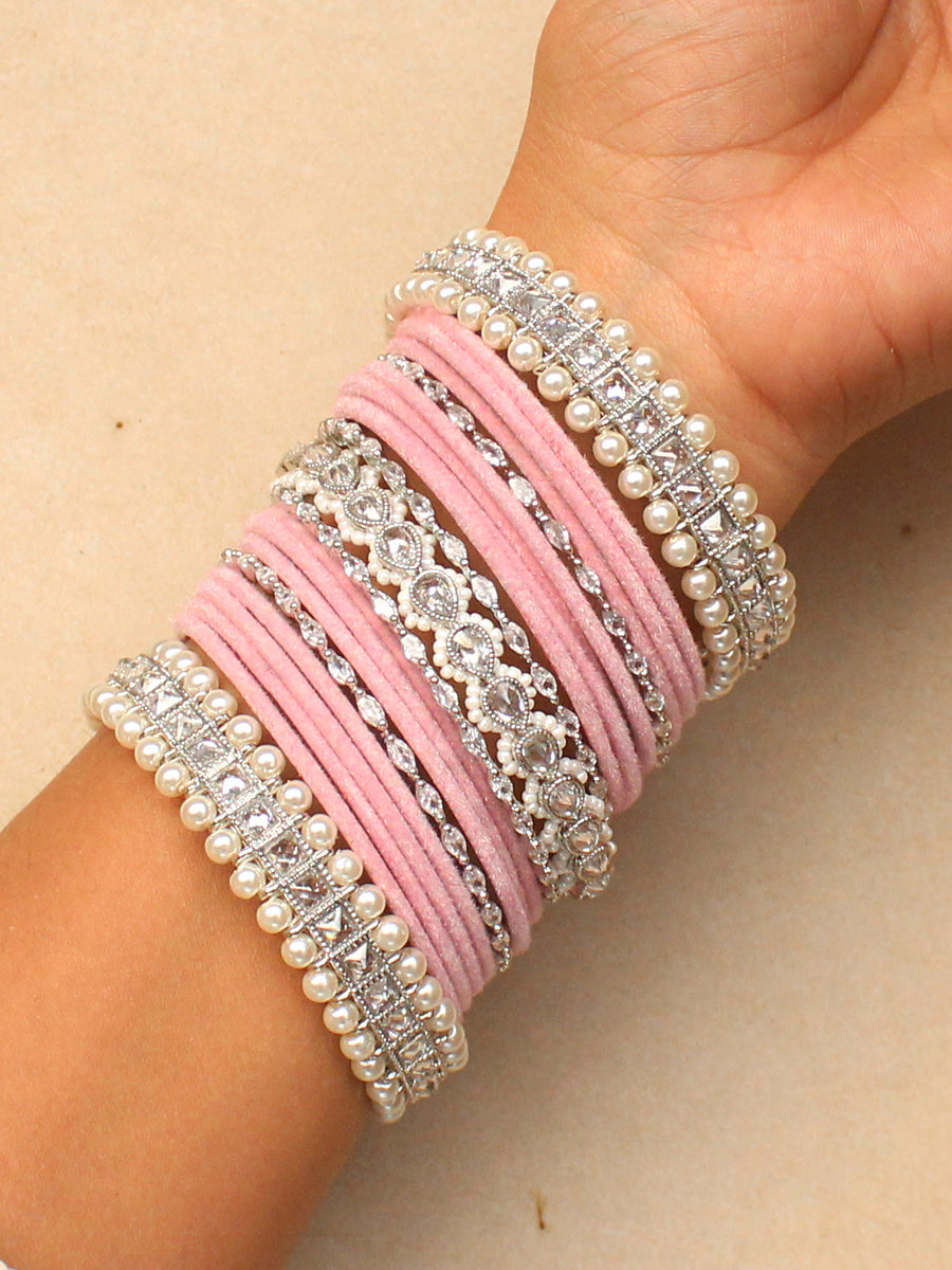 Noor Bangle Set-Pastel Pink 