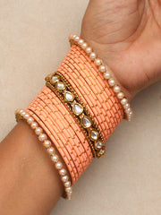 Nidhi Bangle Set-Peach