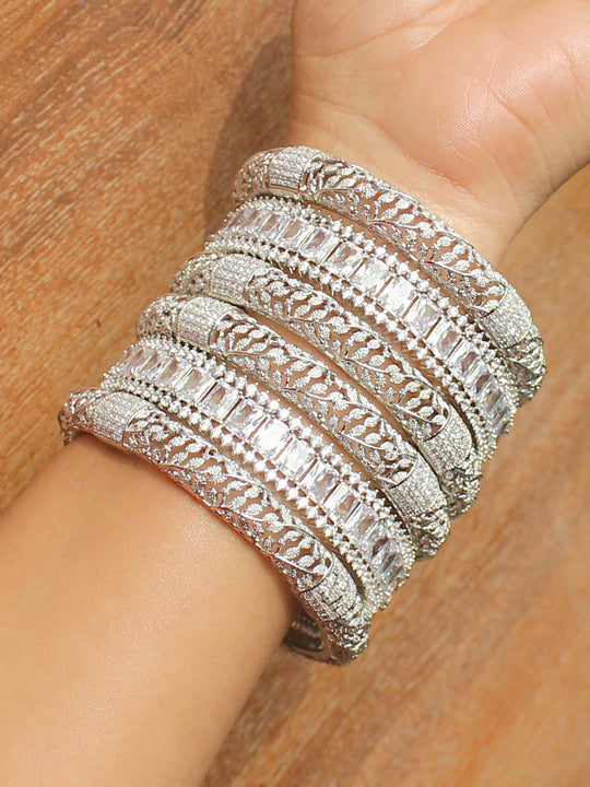 Ishani Bangle Set-Silver