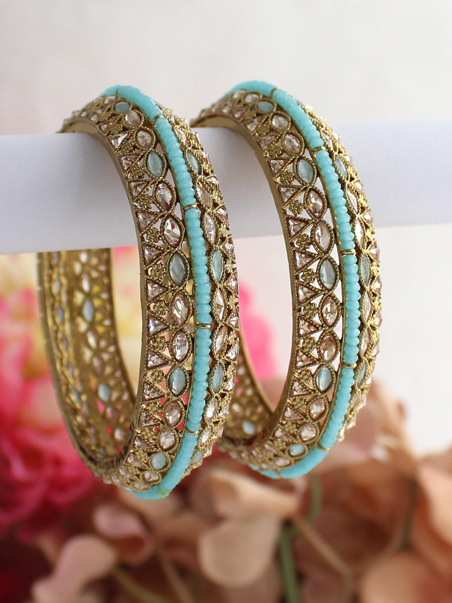 Jiya Bangle Set-Aqua