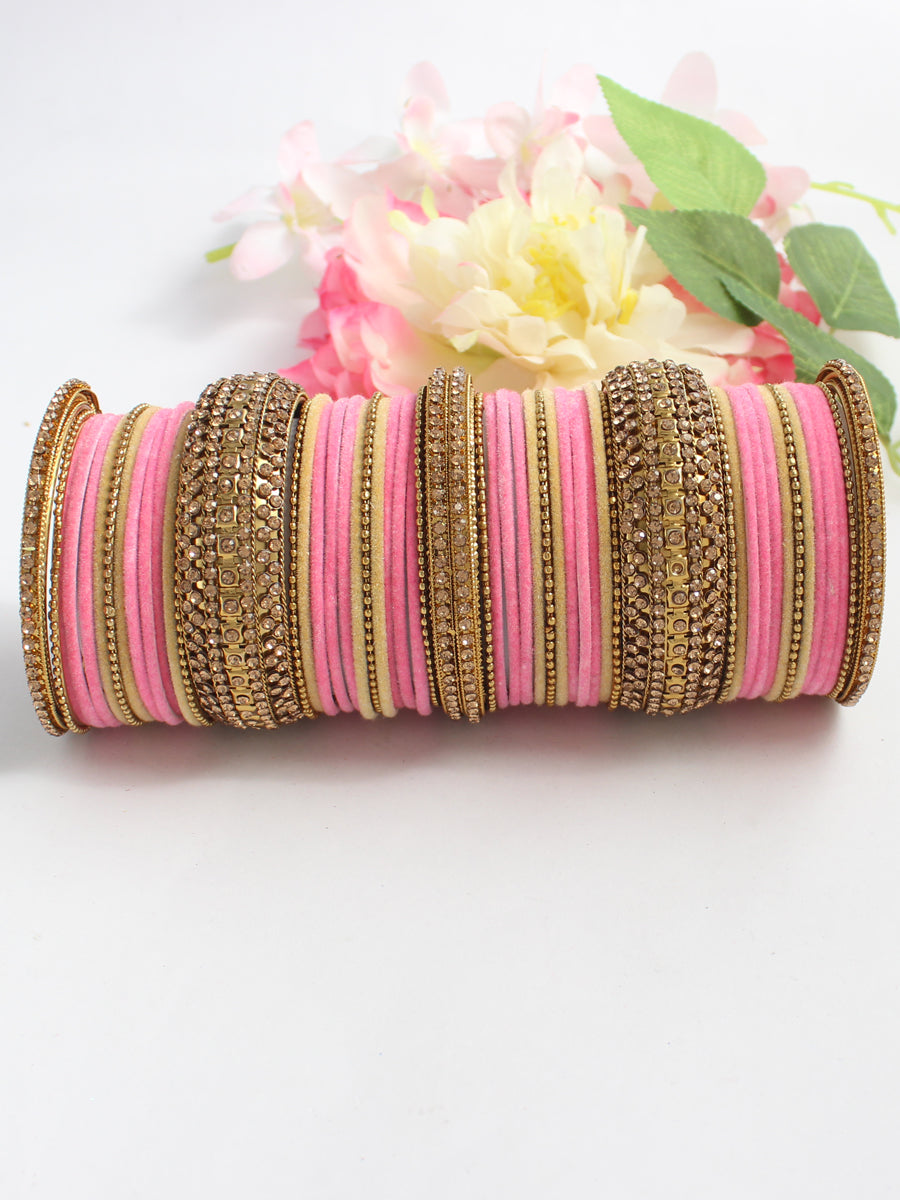 Azzah Bangle Set-Pink/Yellow