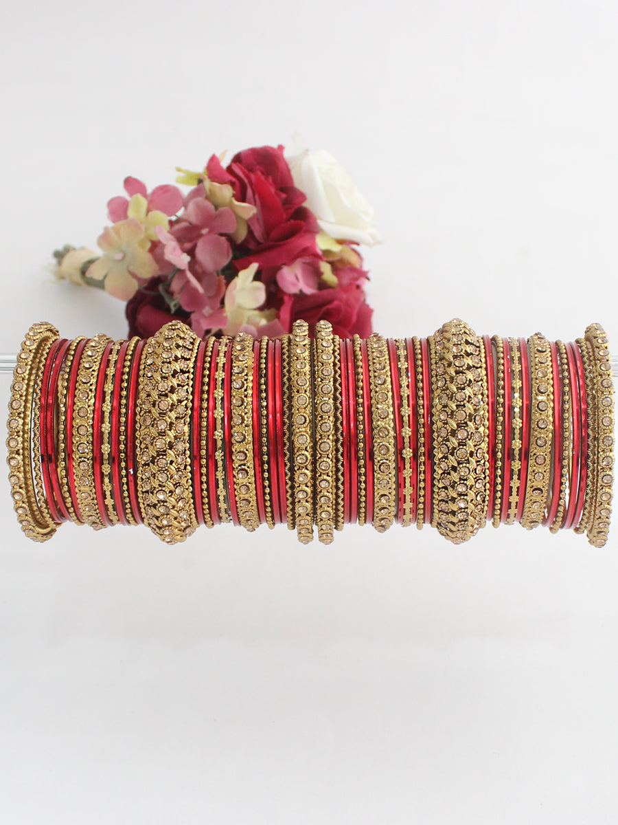 Somya Bangle Set-Maroon