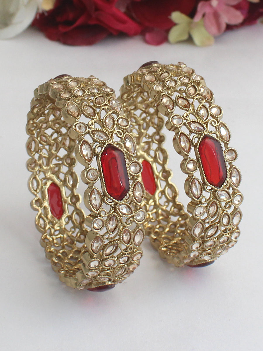 Priyanshi Bangle Set-Maroon