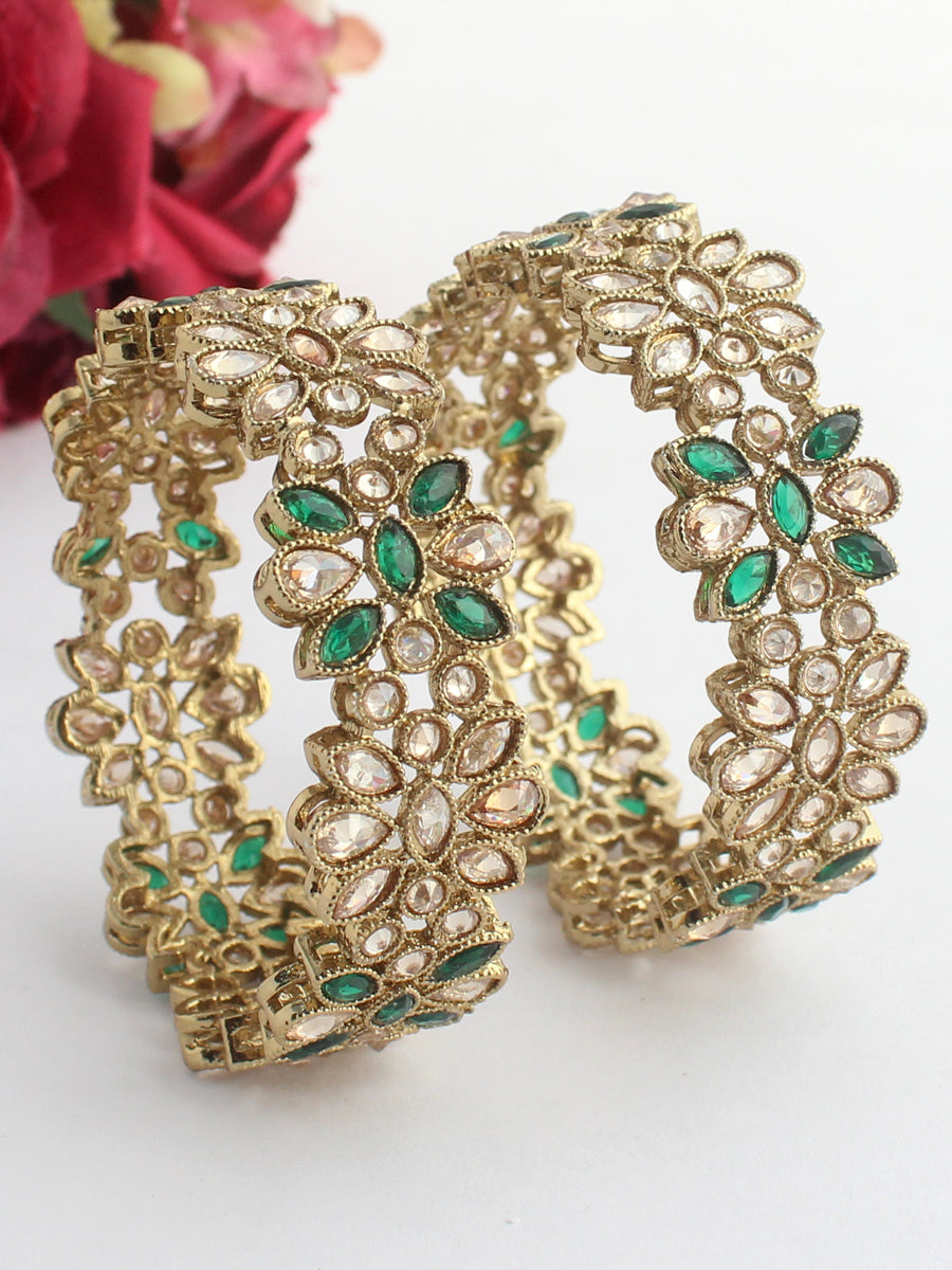 Anureet Bangle Set-Green