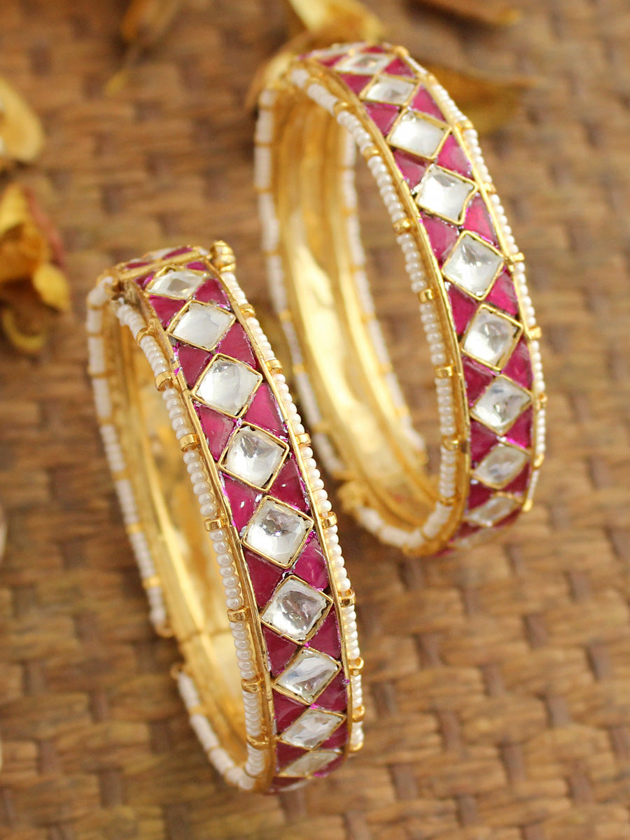 Priyal Bangle Set-Hot Pink