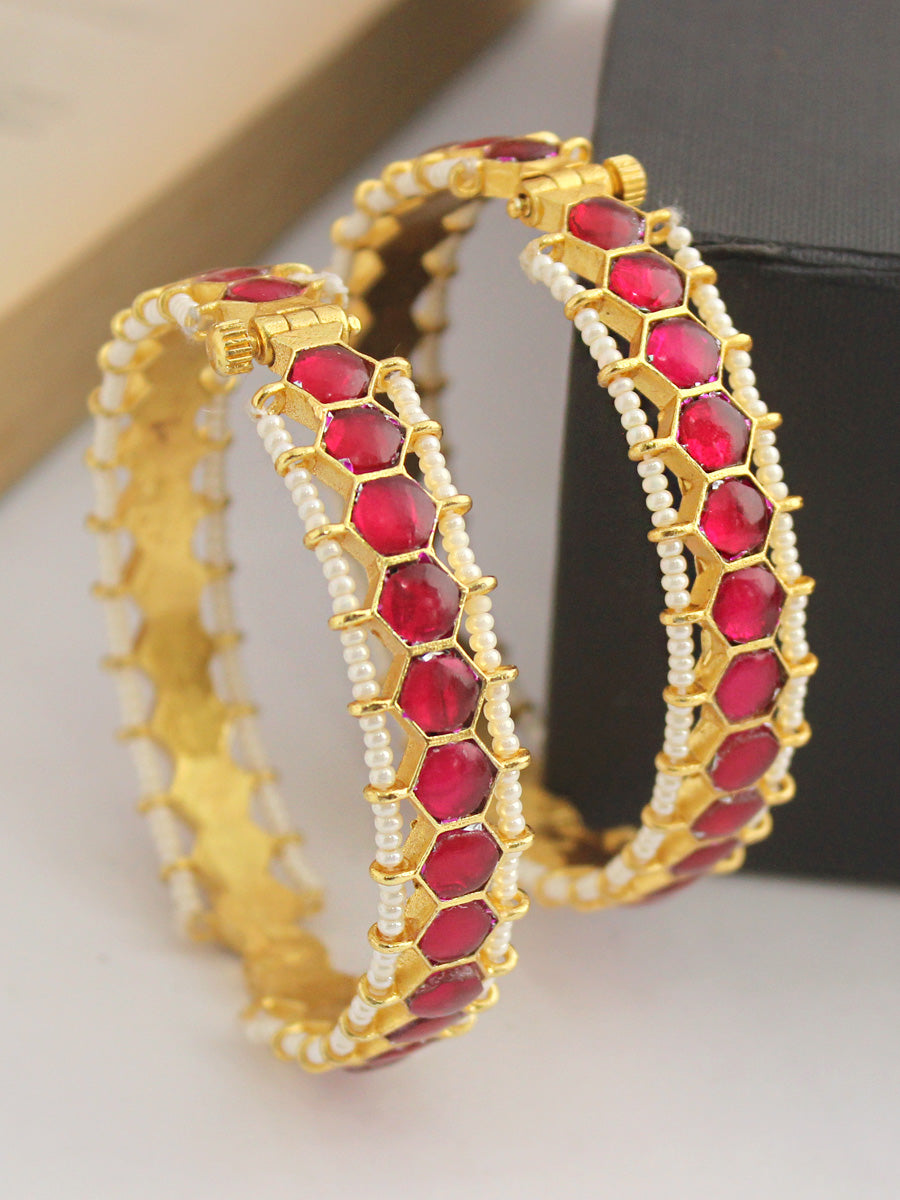 Shilpa Bangle Set-Hot Pink