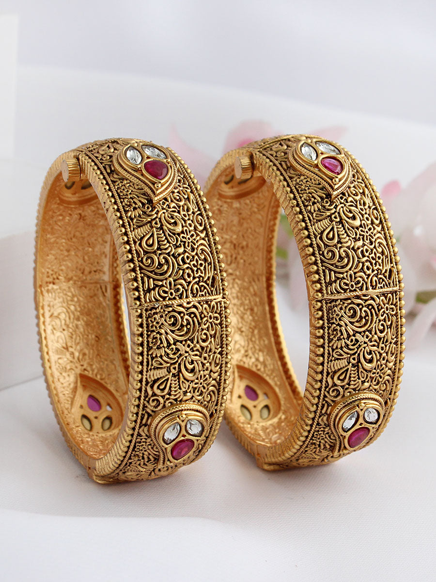 Bhavya Bangle Set -  Hot Pink 