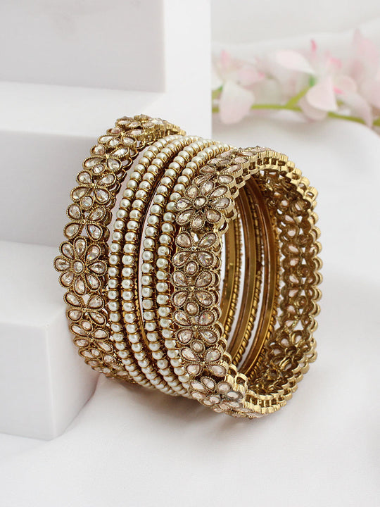 Gunjan Bangle Set-Golden