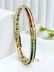 Sonali Rainbow / CZ Bangle Bracelet-Multicolor