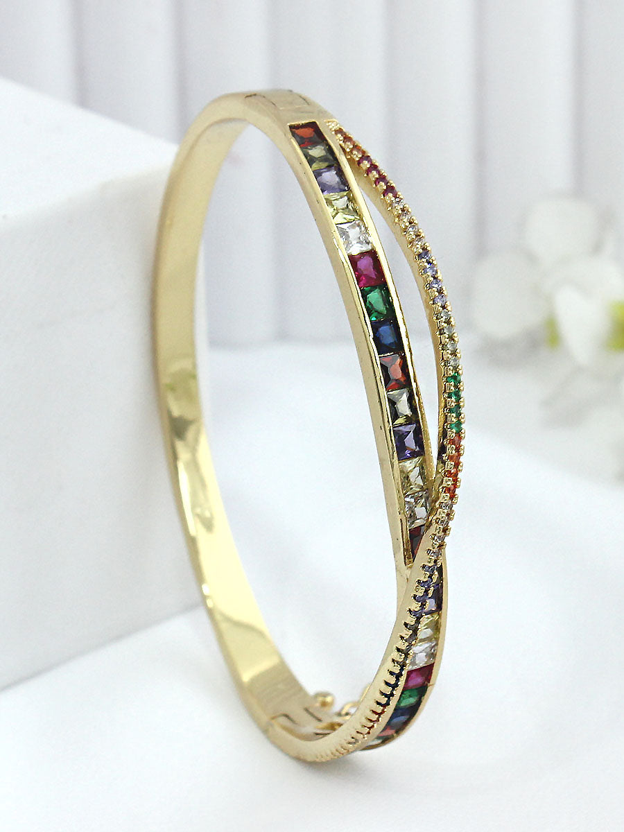 Ramya Rainbow / CZ Bangle Bracelet-Multicolor