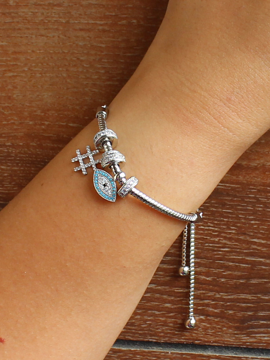 Kanika Evil Eye Bracelet-Silver