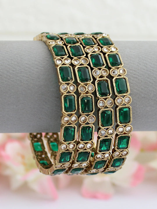 Saavi Bangle Set-Green