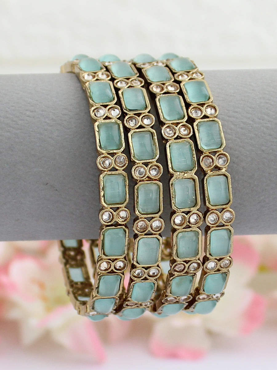 Saavi Bangle Set-Mint Green