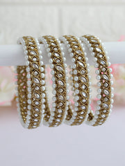 Kinjal Bangle Set-White