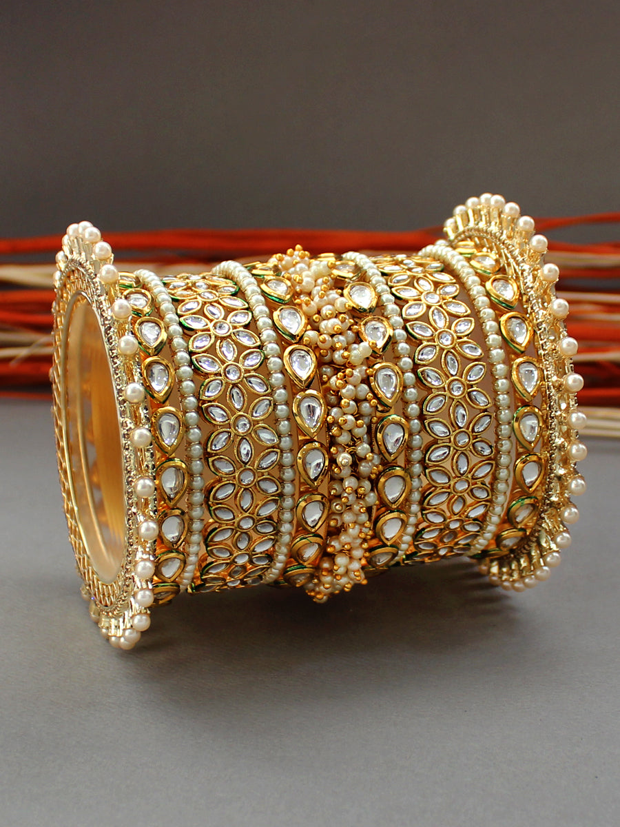 Madiha Bangle Set-White