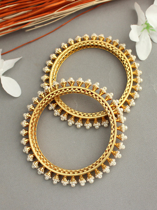 Meera Pacheli Bangle Set-White