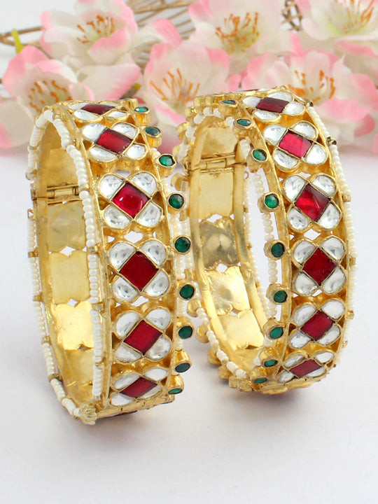 Nupur Bangle Set-Pink/Green