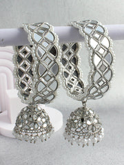 Nushrat Jhumki Bangle Set-Silver