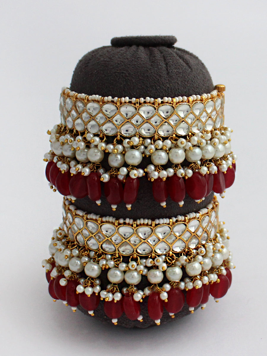 Padmini Bangle Set-Maroon