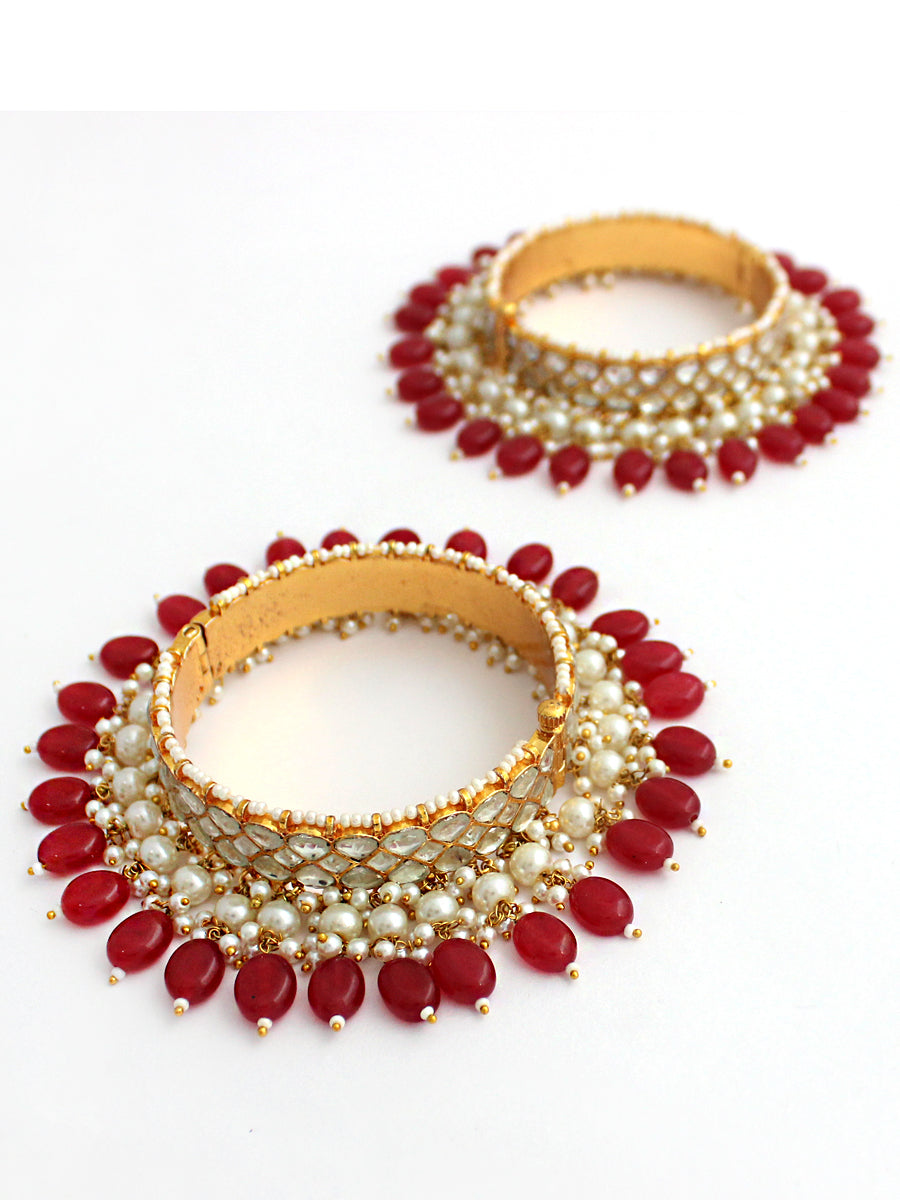 Padmini Bangle Set-Maroon