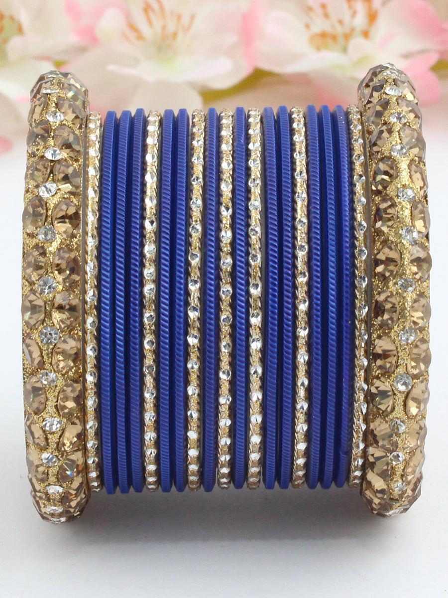 Swastika Bangle Set-Blue