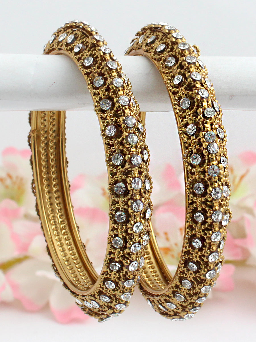 Juhi Bangle Set-Antique Gold