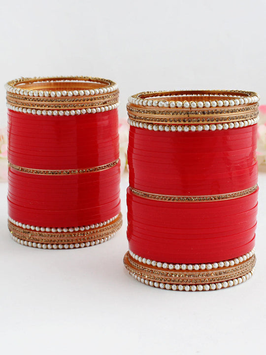 Sonika Bridal Choora Bangle Set-Red