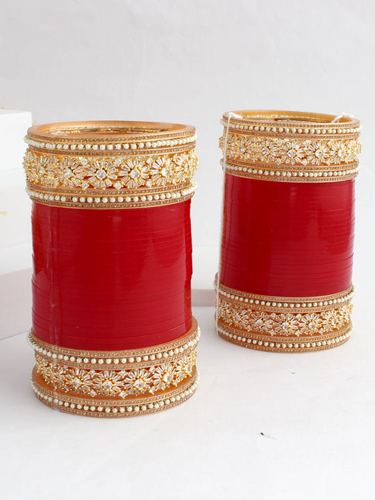 Antra Bridal Choora Bangle Set-Maroon